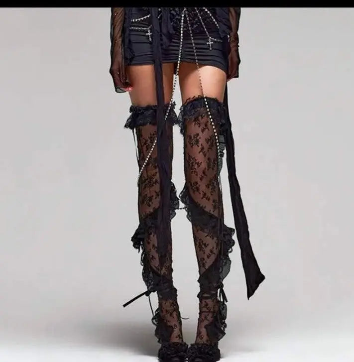 Lace Ruffle Thigh Highs Image & Stylez Women's Fashion Store