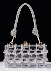 Glamorous Rhinestone Clutch Handbag with acrylic design and rhinestone detailing for special occasions.