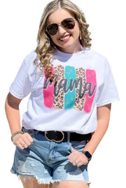 Mama Leopard Stroke Graphic Design T-Shirt