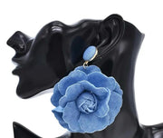 Boldly Sophisticated Floral Denim Earrings