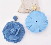 Boldly Sophisticated Floral Denim Earrings