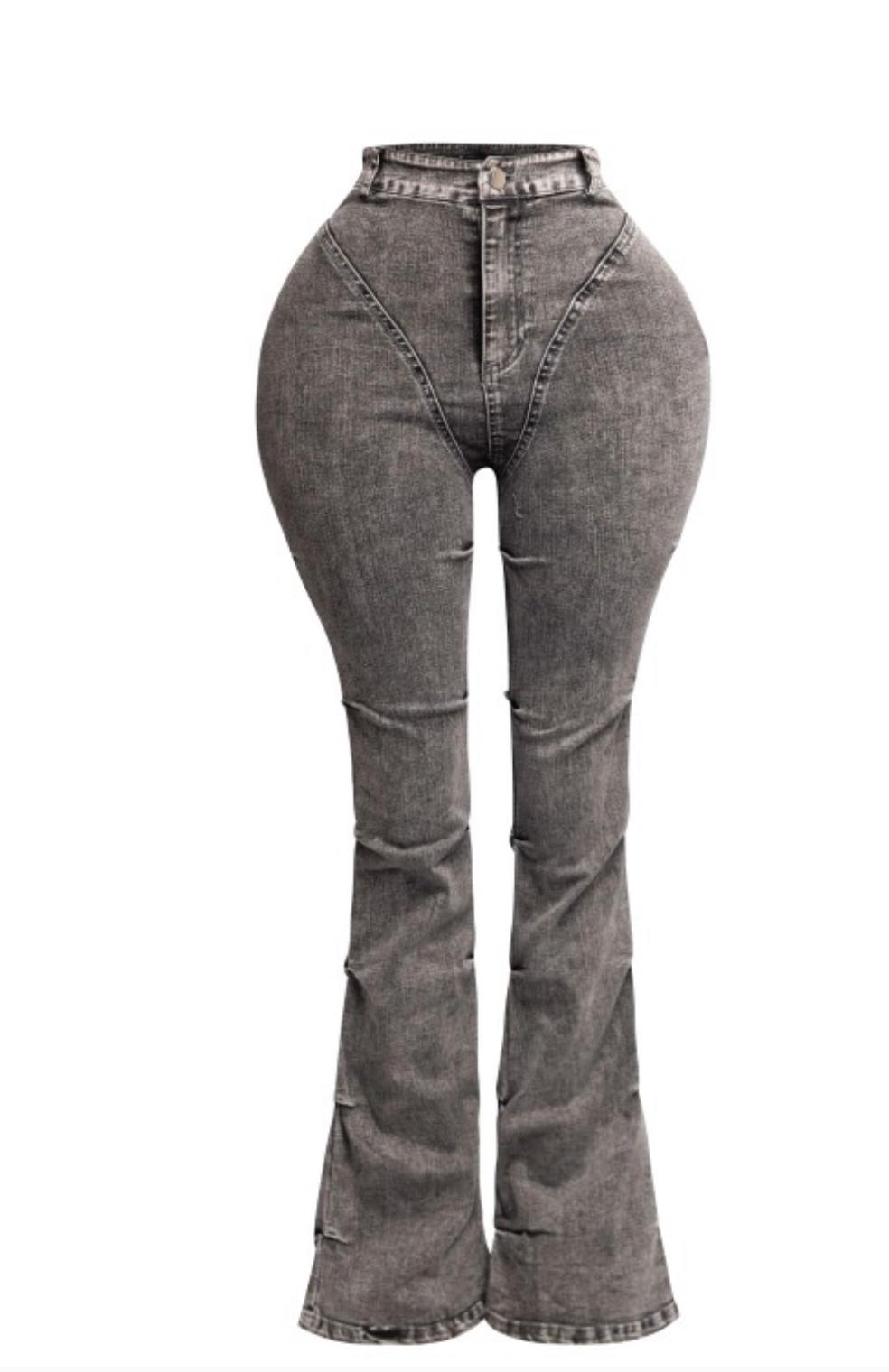 Goddess Pinched Flare Denim Pants
