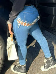 Image & Stylez LLCSnatchSnatch Me Up JeansCut-Out Lace-Up Stretch JeansClothing Accessories