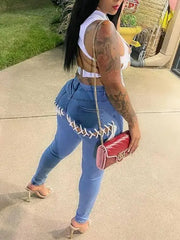 Image & Stylez LLCSnatchSnatch Me Up JeansCut-Out Lace-Up Stretch JeansClothing Accessories
