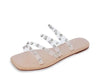 Stylish Rise and Shine Sandals with bedazzling decor.