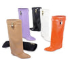 City on Lock High Wedge Boot with gold lock in multiple colors.