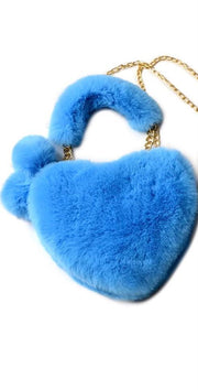 Color My Love Fuzzy Heart Handbag