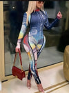 Womens Multicolor Jumpsuit with letter print design.