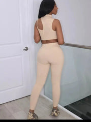 Image & Stylez LLCWomens Sexy Leggings SetWomens Sexy Leggings SetSo Sexy Mock Neck Sleeveless Crop Top Sporty Leggings SetSets